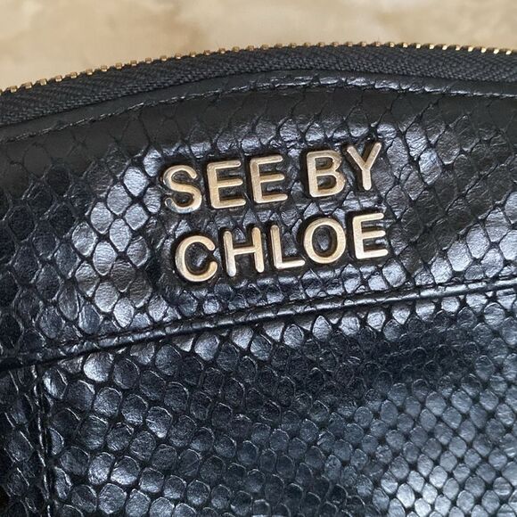 See By Chloe Python Leather Large Zippered Clutch Wallet - Picture 4 of 17